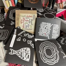 Lot Of 15 Stampin Up Dies And Thinlets, Other Types Included, On Magnetic Boards