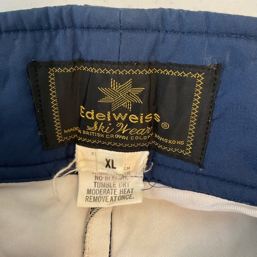 Pantalones aislados vintage años 70 EDELWEISS SKI WEAR azul marino rojo a rayas esquí nieve XL - Imagen 10 de 11