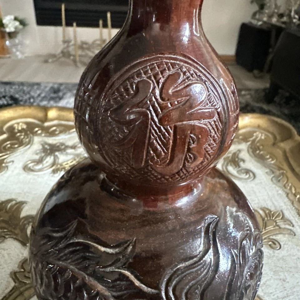 8-дюймовая фарфоровая изысканная деревянная бутылка из тыквы с драконом - Изображение 4 из 4