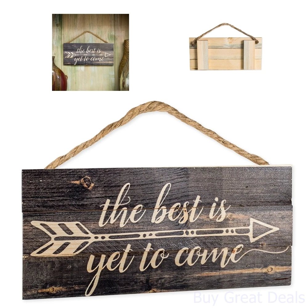Rustic Wood Sign Home Decor Hanging Arrow Bedroom Living Room Rope