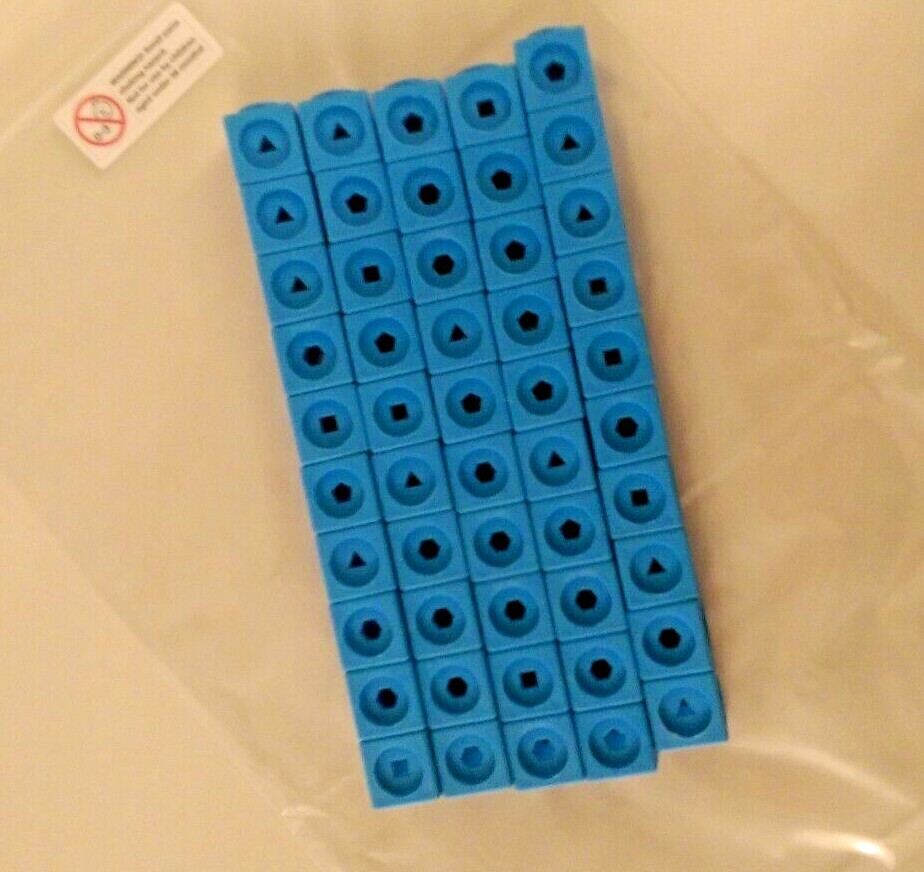 Maths Link Cubes New Pack of 50 light blue 2cmx2cmx2cm (To make