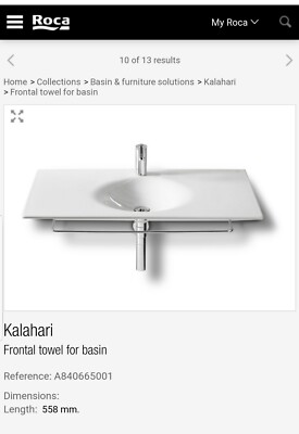 Roca Kalahari Frontal towel rail for basin Reference: A840665001 *Length: 558 mm