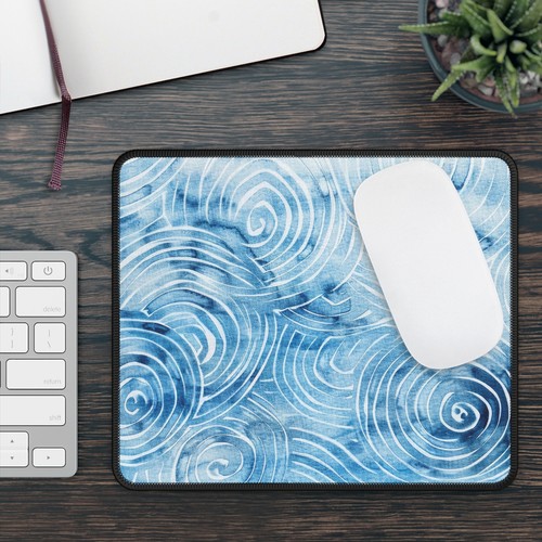 Swirling Blue Gaming Mouse Pad, Ocean Vibes Desk Accessory, Stylish Gamer Gift - Picture 4 of 5