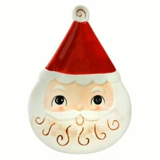 8" Johanna Parker Transpac Santa Face Plate Spoon Rst Retro Vntg Christmas Decor