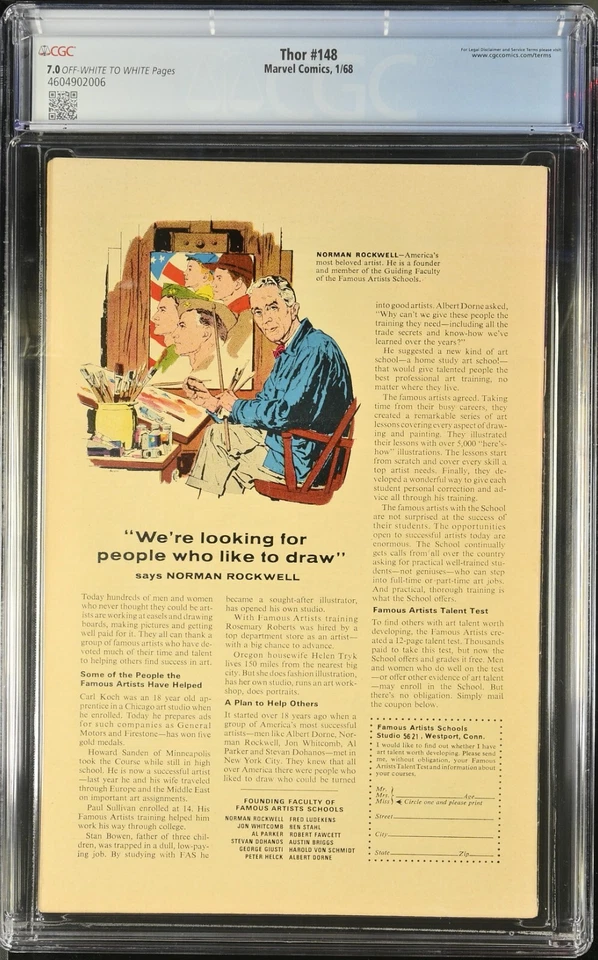 Thor #148 CGC 7.0 1st Appearance of The Wrecker, Black Bolt Origin - 4604902006 - Image 2 of 2