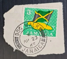 1965 Jamaica 3d stamp on piece cd Bog Walk