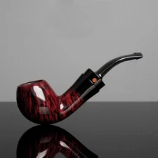 MUXIANG Smooth Freehand Pipe Briar Wooden Tobacco Pipe Acrylic Stem Horn Ring