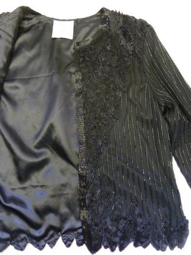 Joseph Ribkoff Black Fully 3D Embellished Beaded Cocktail Formal Top/Jacket~S/M - Picture 8 of 12