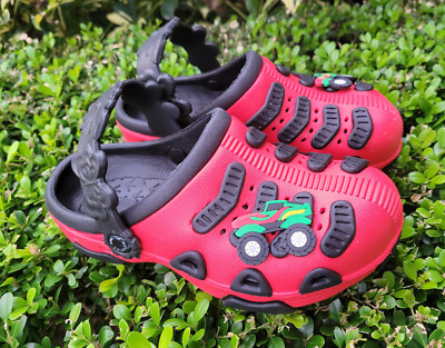Boys Red Black Mega Crush Rubber Clog Size 35 by Ckicote