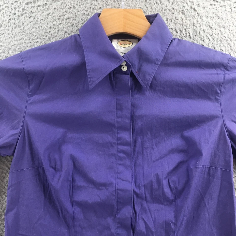 Talbots Stretch Button Up Shirt Mens 4 Purple Cotton Blend Long Sleeve Collared - Image 2 of 4