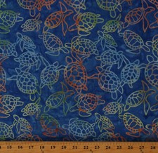 Cotton Batik Sea Turtles Rainbow Ocean Sea Fabric Print by the Yard D307.65
