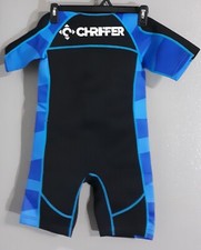 New-Youth Unisex Shorty Wetsuit - Sz L Front Zip-2mm Blue-Teal- Black