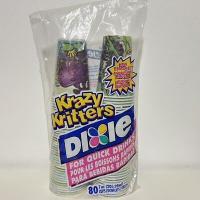 2003 DIXIE Krazy Kritters Cups 80 Count 7 oz. Unopened Jungle Panda Lion Hippo