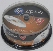 25PK HP CD-RW Logo 4x-12x Rewritable blank discs 700MB