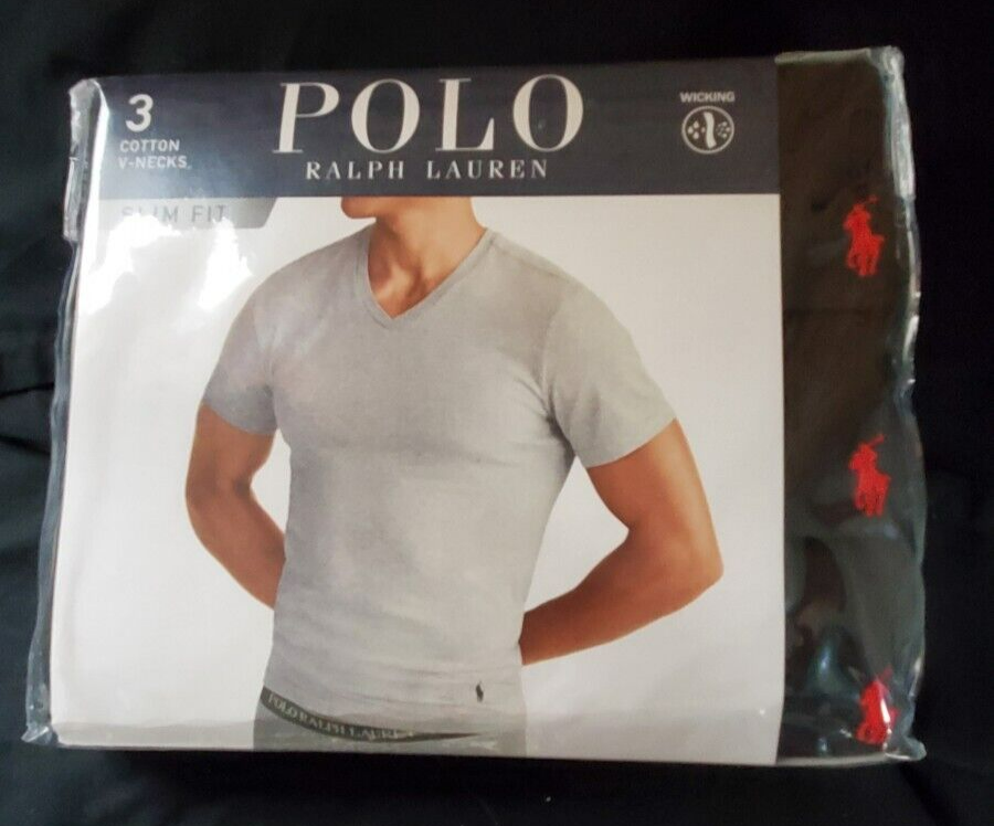 追跡有送料込【Polo Ralph Lauren】Slim Fit 3-Pack V-Necks Slim Fit Cotton Stretch V-Neck T-Shirt - 3 Pack