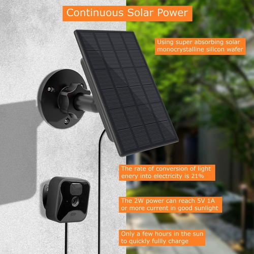 Solar Panel for Blink Camera Outdoor,2W Blink Camera Solar Panel Compatible with - Picture 3 of 7