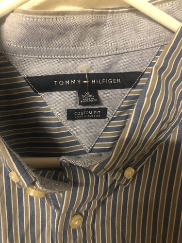 Tommy Hilfiger Neu Nadelstreifen Herren Custom Fit XL Langarm Button Down Hemd - Bild 3 von 8