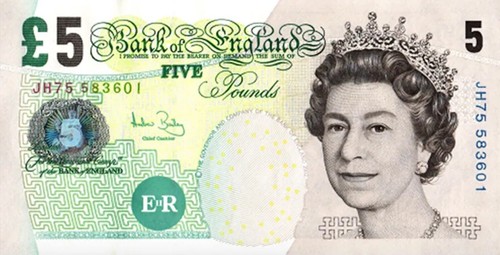 2002 5 Pounds Uncirculated Banknote. Great Britain 5 Pounds bill. 5 Pounds notes - 第 1/2 張圖片