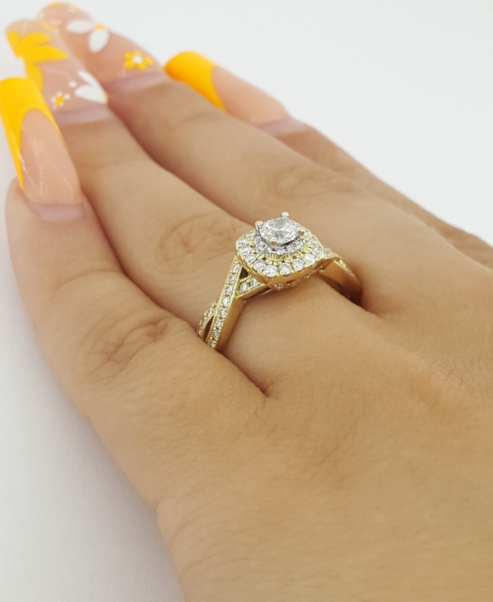 Neil Lane Bridal ct 14K Round Cut Crossover Halo Engagement