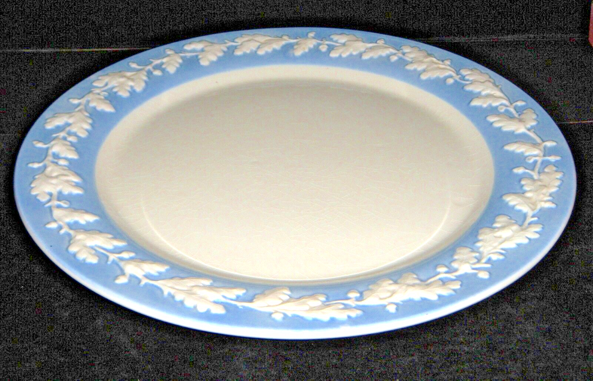 Vintage Metlox Royal Oak Blue Large 13 Inch Round Chop Plate. Made