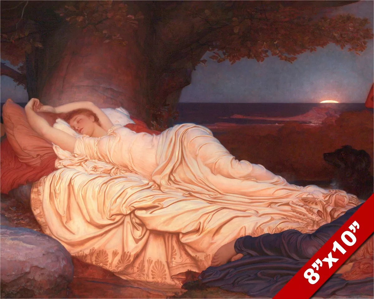 BEAUTIFUL SLEEPING WOMAN AT DUSK SUNSET BEAUTY PAINTING ART REAL CANVAS  PRINT | eBay
