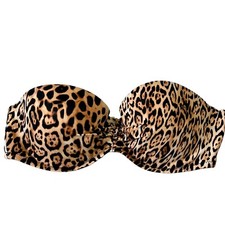 Victoria's Secret Leopard Malta Underwire Strapless Bandeau Swim Bikini Top NWT