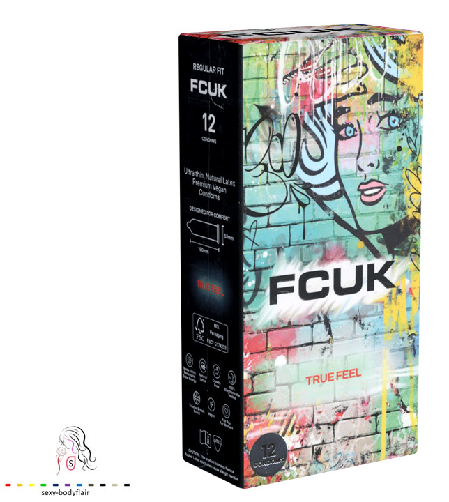 ♥ 12 FCUK Kondome Thin 53 mm dünner – extra Gleitgel Condome