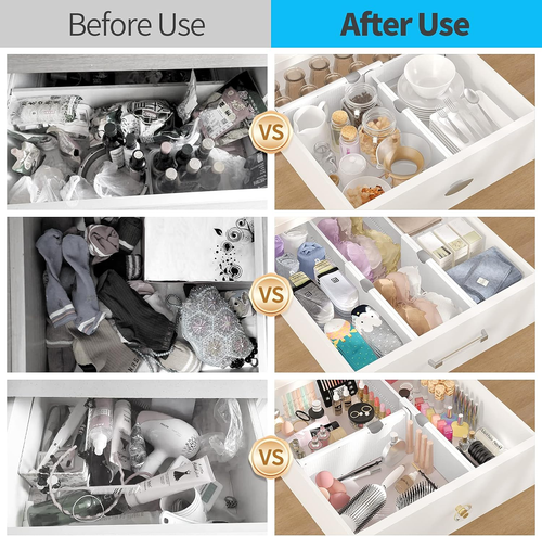Drawer Dividers Organizer 12 Pack, Adjustable Separators 4" High Expandable from - Picture 6 of 12