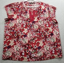 Fun2fun Top Women’s 2XL Floral Short Sleeve Crochet Lightweight Side Slit Spring