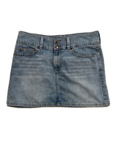 Vintage Y2K American Eagle Distressed Denim Micro Mini Skirt Womens 6