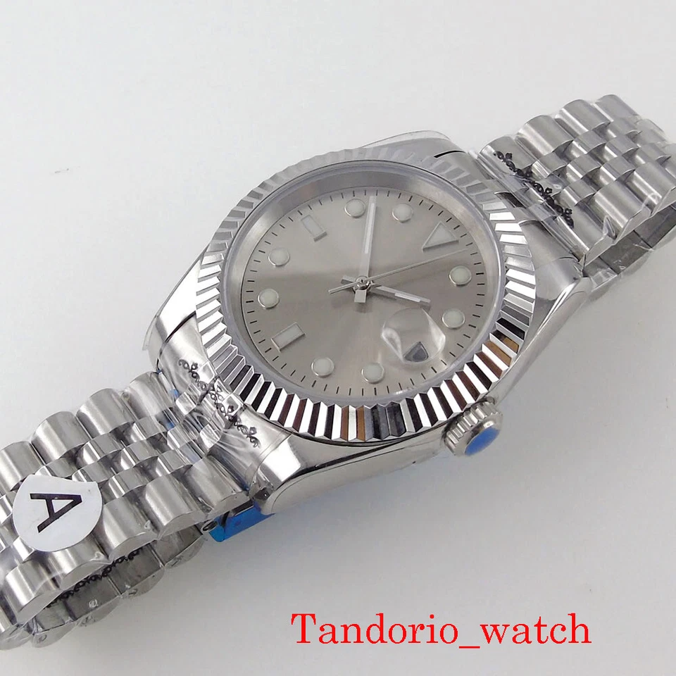 Top 36mm Sunburst esfera gris mingzhu 2813 miyota 8215 reloj para hombres cristal de zafiro Foto 4 de 4