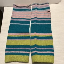 Ladies Striped Arm Covers Warmers Fingerless Gloves Vintage