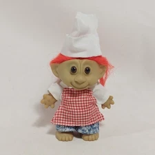 4" Pizza BBQ Chef Troll Red Hair Check Plaid Apron Denim Jeans Hat Vintage 90s
