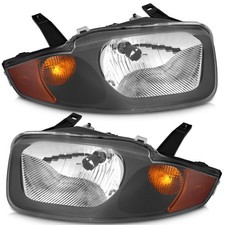 Weelmoto Pair Headlights Assembly For 2003-2005 Chevy Cavalier Black Headlamps