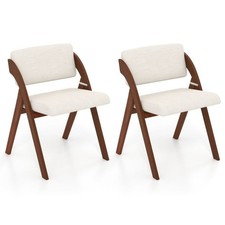 Costway Set of 2 Dining Chairs Folding Kitchen Chair with Rubber Wood Legs 2176