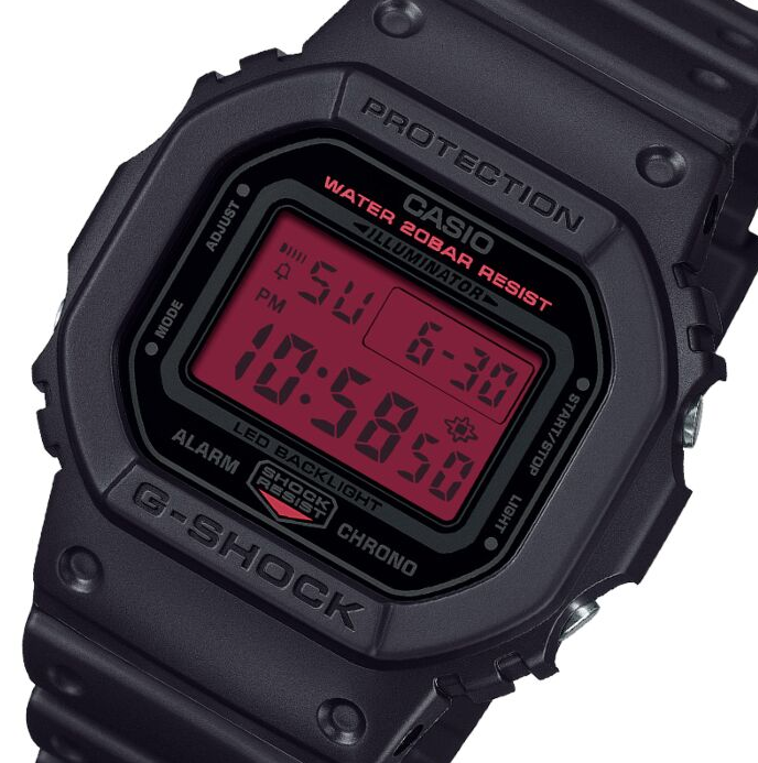 Casio G-Shock Red Digital Dial Black Resin Men's Watch DW-5600BBR