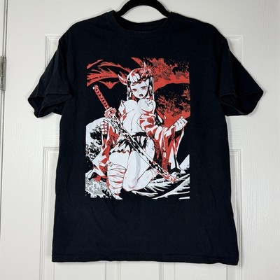TAITAN Katana ベンチシャツ　サイズ32 （赤6） Bad Habits Men's Anime Katana Demon 100% Cotton Tee Samurai Oni