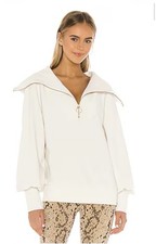 Varley Vine Half Zip Pullover Sweatshirt Ottoman Rib Ivory White Small