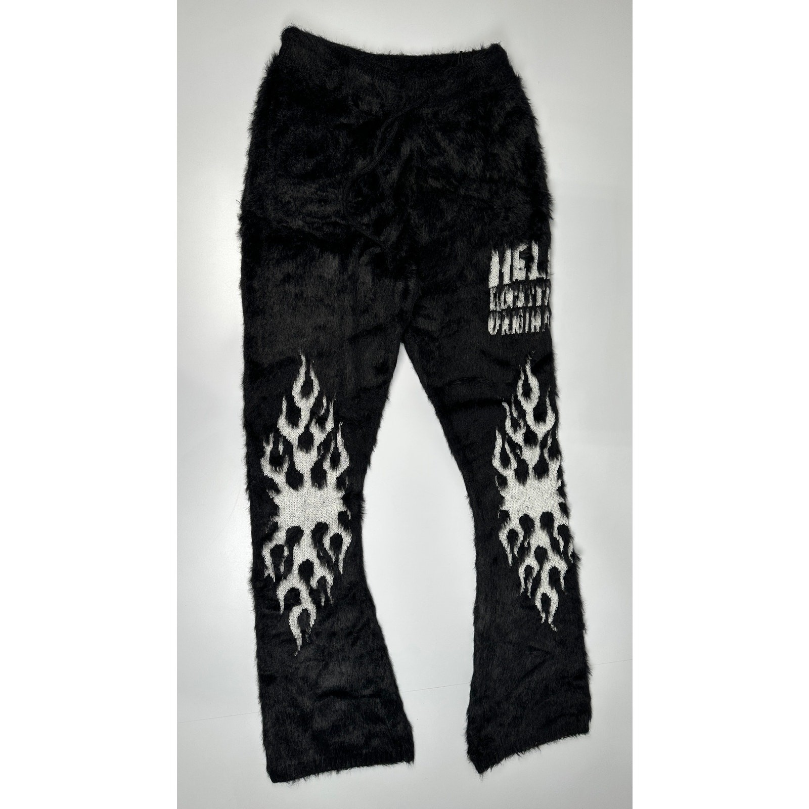 Rockstar Original Toshio Stacked Flare Knitted Mohair Track Pants Black Size M #