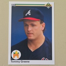 Upper Deck 1990 Star Rookie Tommy Greene #49 Atlanta Braves Baseball Rookie Card. rookie card picture