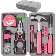 Hi-Spec Tool Set 25pc Pink Household DIY Tool Kit for Women. Small Mini Tool ...