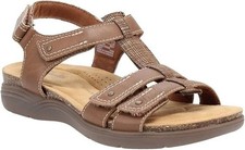 BNWT Clarks Ladies April Cove Leather Open Sandals, Dark Tan, UK3.5 / EU36 D