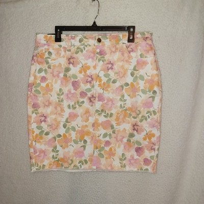 Jen 7 By 7 For All Mankind Women's 14 Pencil Skirt Floral Denim Frayed Hem (BA)