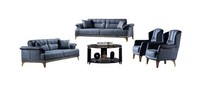 Sofagarnitur Wohnzimmer Set Sofa 3+3+1+1 Sitzer Polster Blau 4Tlg Modern MöBel