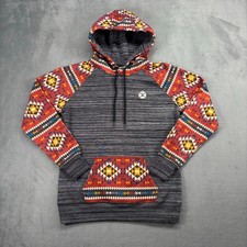 Hooey Summit Hoodie Mens Medium Charcoal heather Aztec Rodeo Cowboy Southwestern