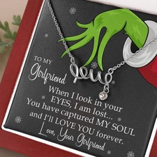 To My Girlfriend Necklace, Christmas Gift For Her, LOVE Pendant Jewelry Gift  