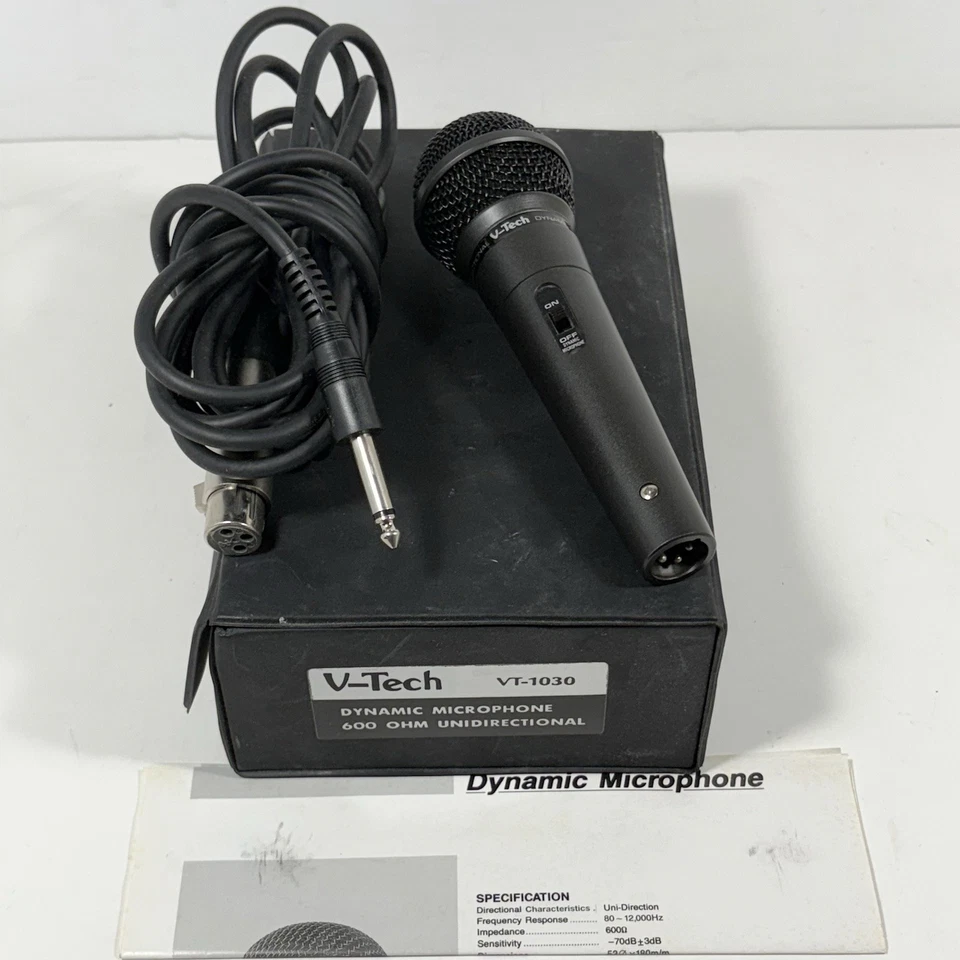Microphone V-TECH VT-1030 Uni-Directional Dynamic 600 OHM Barely Used Great Cond - Image 2 of 4