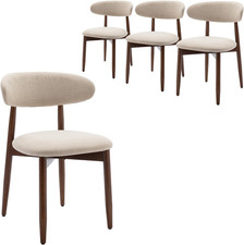 COLAMY Modern Dining Chairs Set with Wooden Legs – Upholstered Fabric Dining Roo
