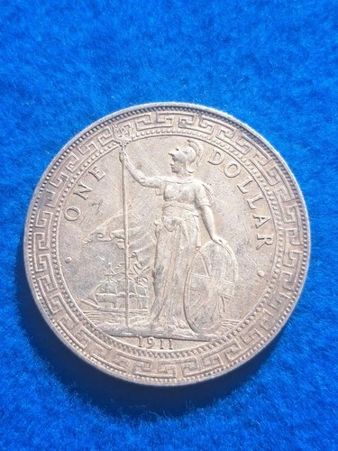 1911 Silver Great Britain Trade Dollar.  Very Nice