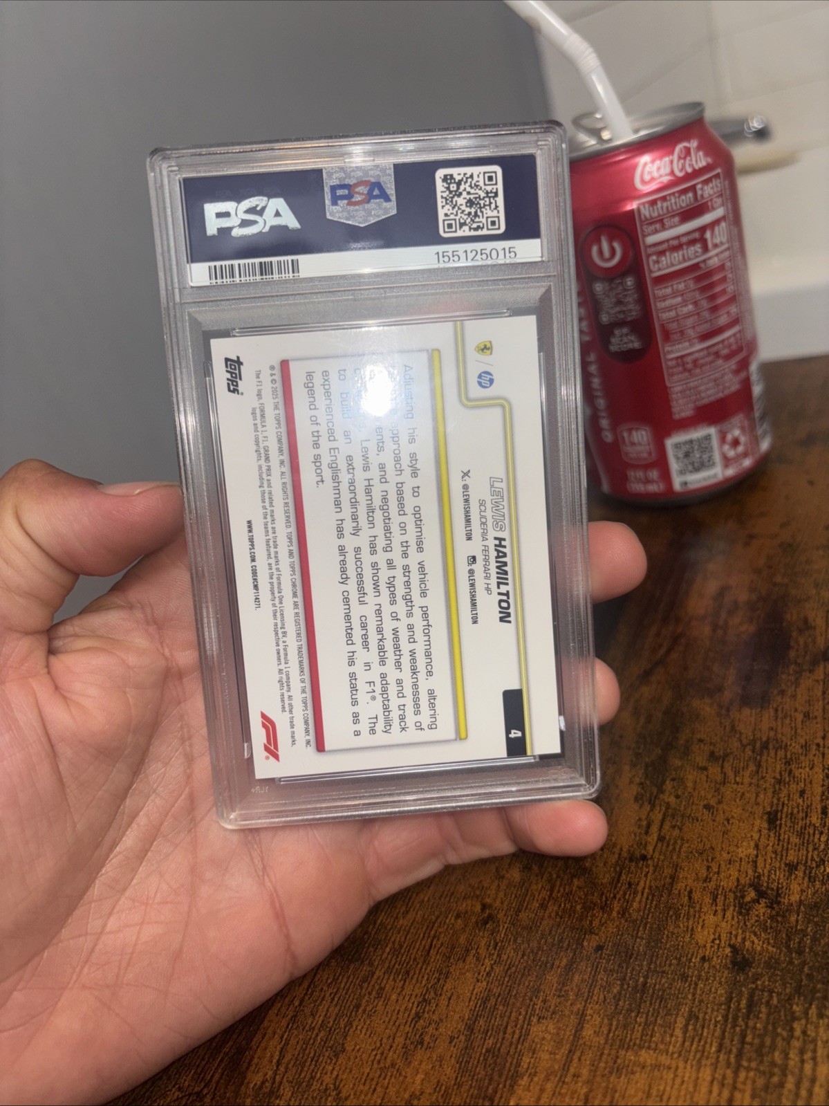2025 Topps Chrome F1 Lewis Hamilton Ferrari Orange Refractor #4 /25 PSA 9 Mint view 2